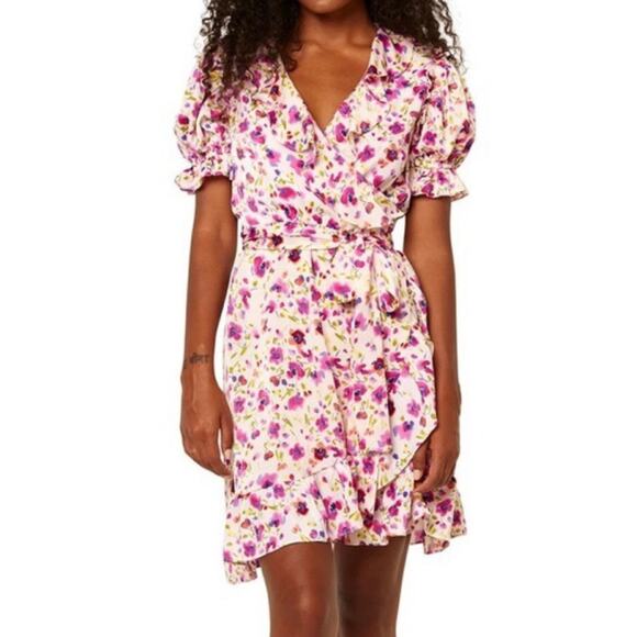 Misa Los Angeles Floral Wrap Mini Dress - Picture 1 of 11